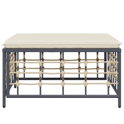 haveskammel med beige hynde polyrattan