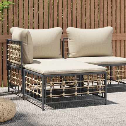 haveskammel med beige hynde polyrattan