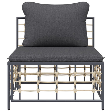 midtermodul til havesofa med mørkegrå hynder polyrattan