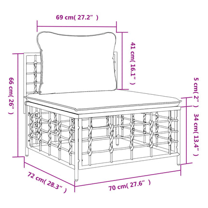 midtermodul til havesofa med mørkegrå hynder polyrattan