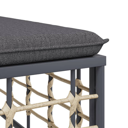 haveskammel med mørkegrå hynde polyrattan