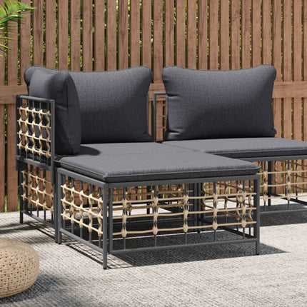 haveskammel med mørkegrå hynde polyrattan