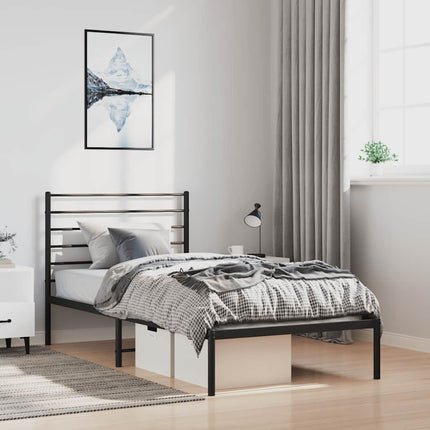 sengeramme med sengegavl 100x200 cm metal sort