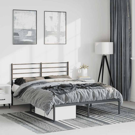sengeramme med sengegavl 150x200 cm metal sort