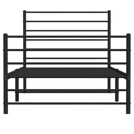 sengeramme med sengegavl og fodgærde 90x190 cm metal sort