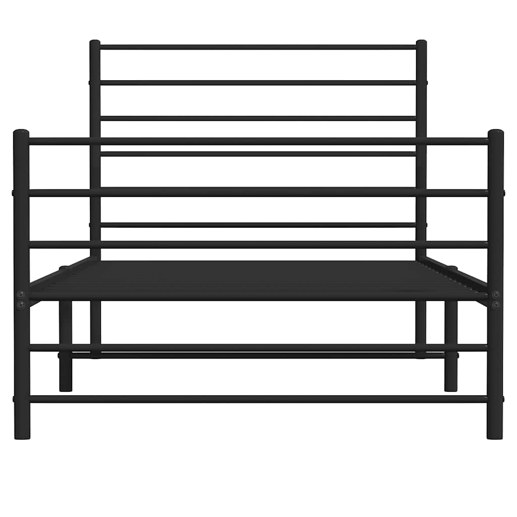 sengeramme med sengegavl og fodgærde 90x200 cm metal sort