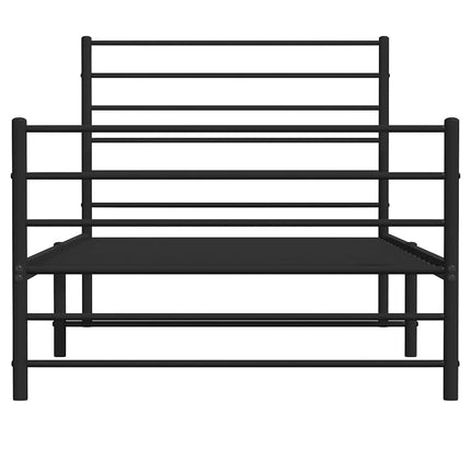 sengeramme med sengegavl og fodgærde 100x190 cm metal sort