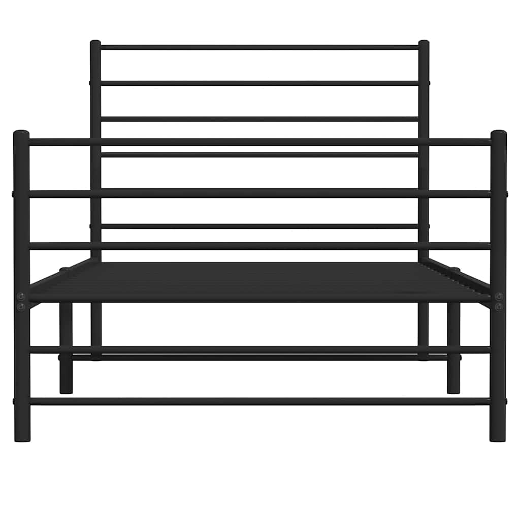 sengeramme med sengegavl og fodgærde 107x203 cm metal sort