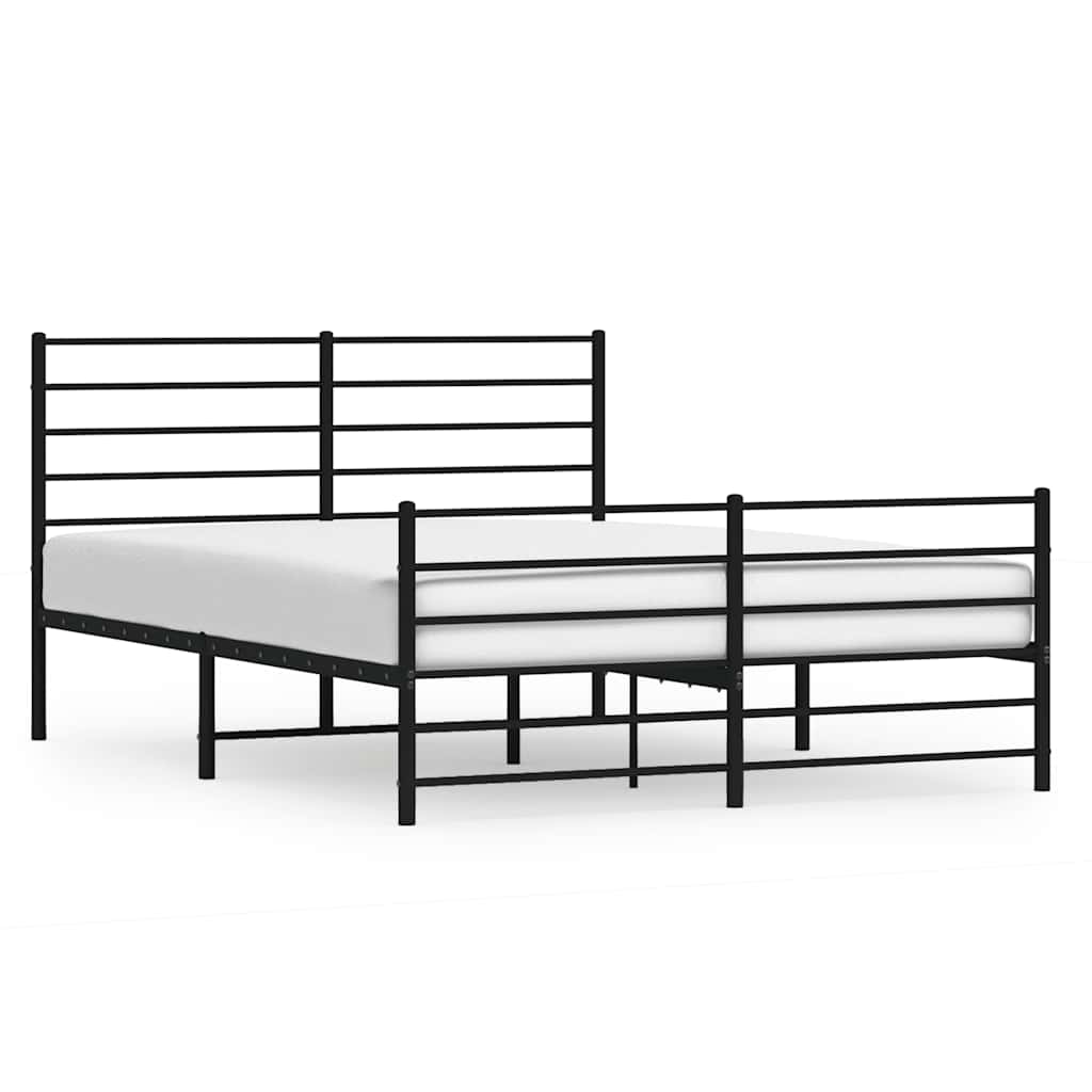 sengeramme med sengegavl og fodgærde 135x190 cm metal sort