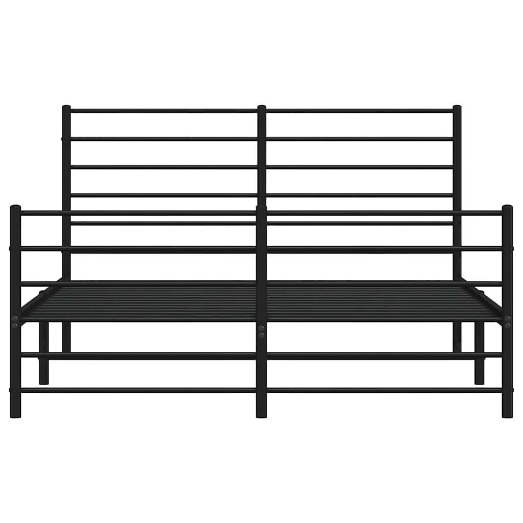 sengeramme med sengegavl og fodgærde 135x190 cm metal sort