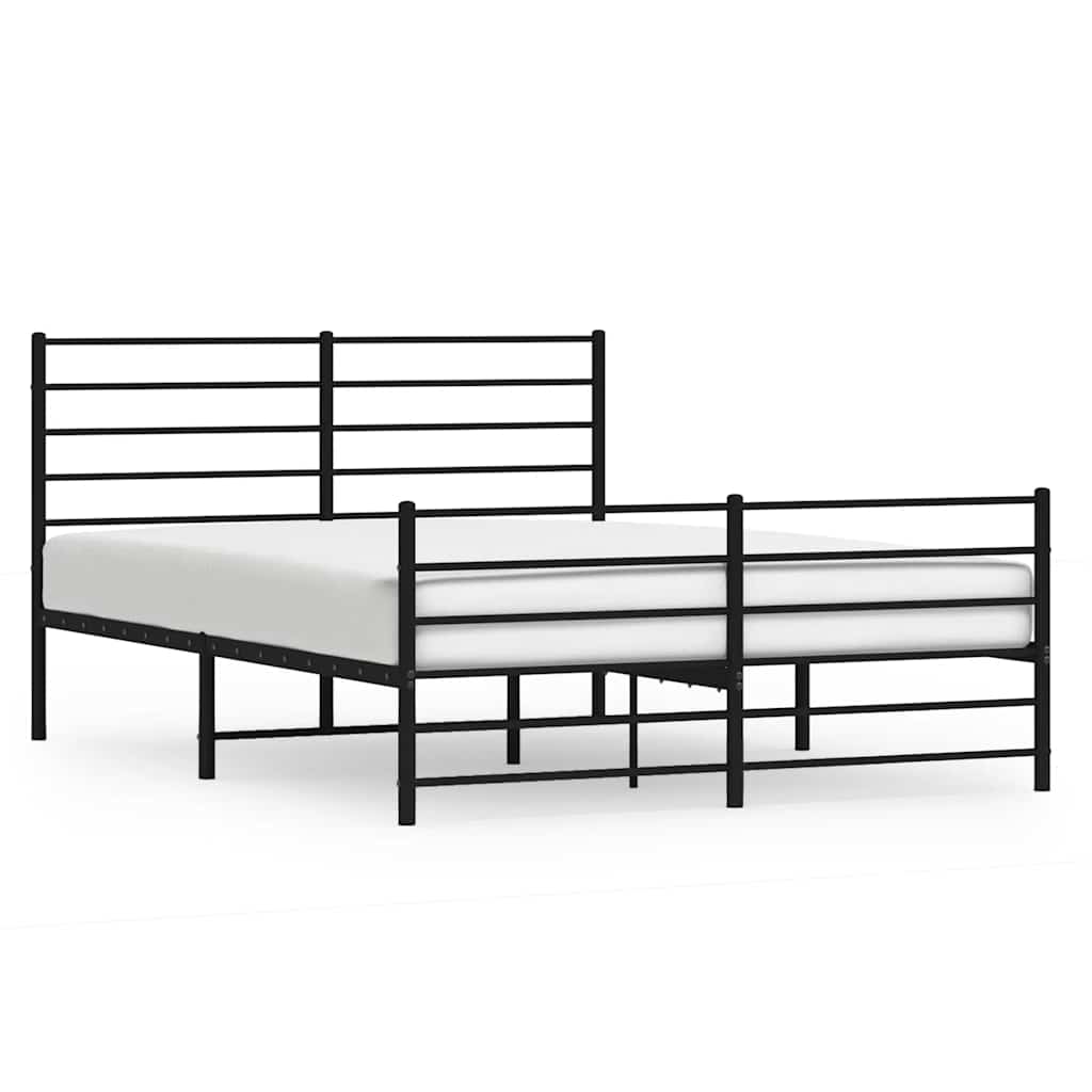 sengeramme med sengegavl og fodgærde 140x190 cm metal sort