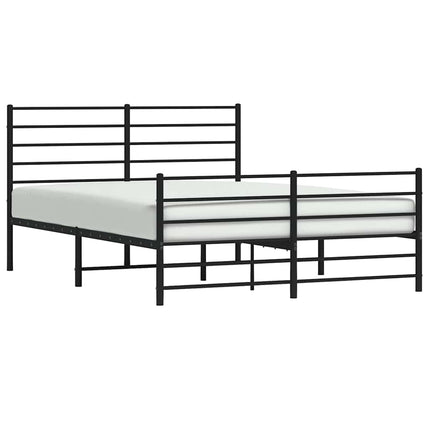 sengeramme med sengegavl og fodgærde 140x190 cm metal sort