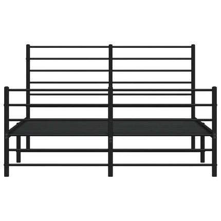 sengeramme med sengegavl og fodgærde 150x200 cm metal sort