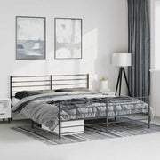 sengeramme med sengegavl og fodgærde 183x213 cm metal sort