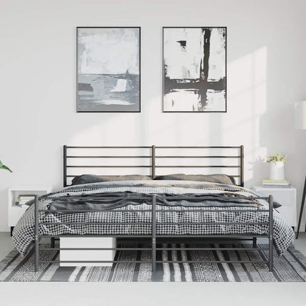 sengeramme med sengegavl og fodgærde 193x203 cm metal sort