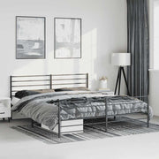 sengeramme med sengegavl og fodgærde 193x203 cm metal sort