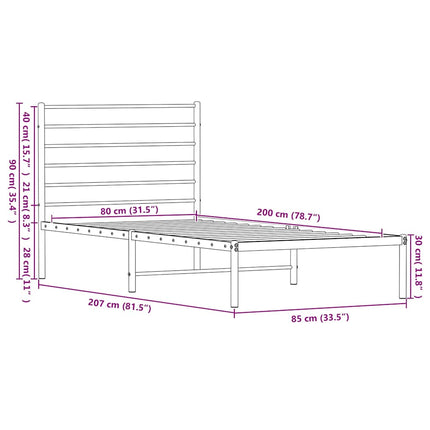sengeramme med sengegavl 80x200 cm metal hvid