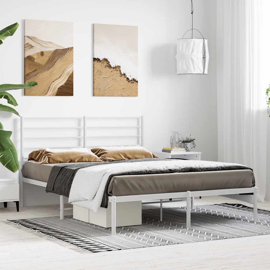 sengeramme med sengegavl 140x200 cm metal hvid