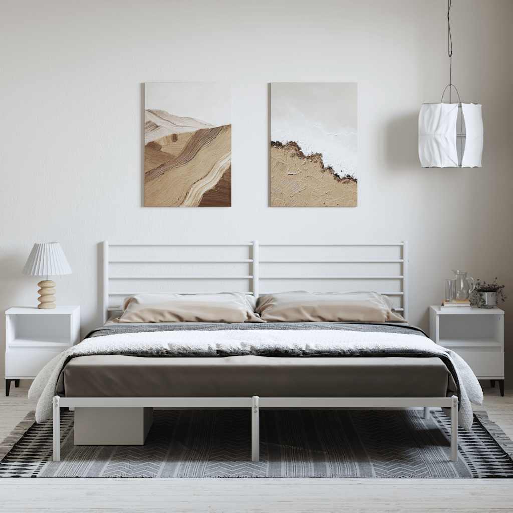 sengeramme med sengegavl 183x213 cm metal hvid