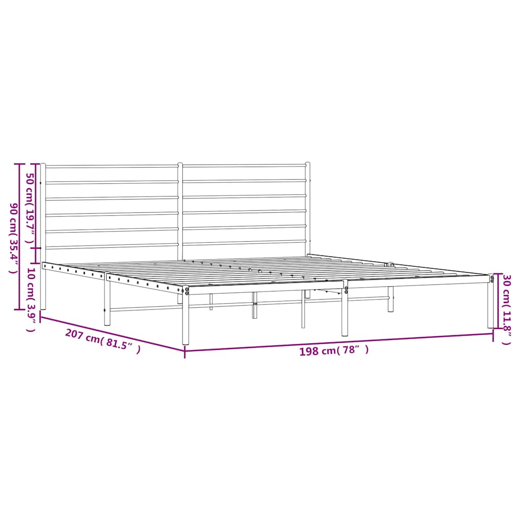sengeramme med sengegavl 193x203 cm metal hvid