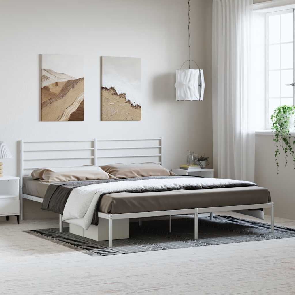 sengeramme med sengegavl 193x203 cm metal hvid
