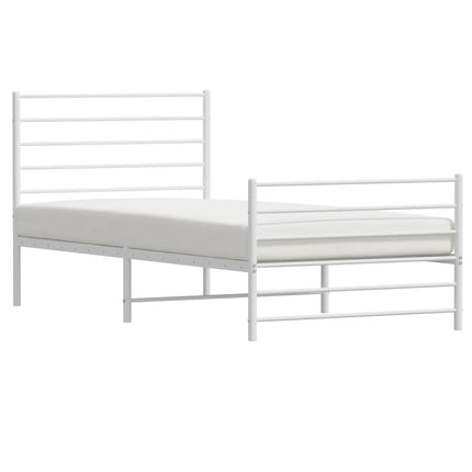 sengeramme med sengegavl og fodgærde 90x190 cm metal hvid