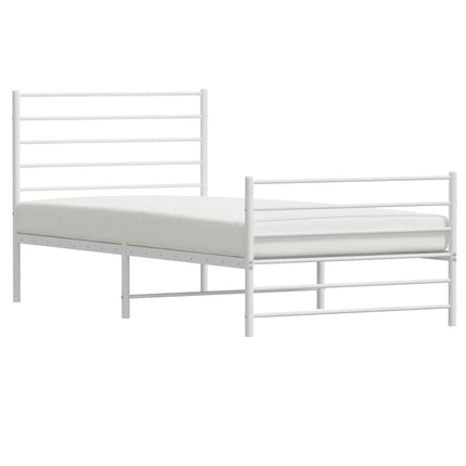 sengeramme med sengegavl og fodgærde 100x200 cm metal hvid
