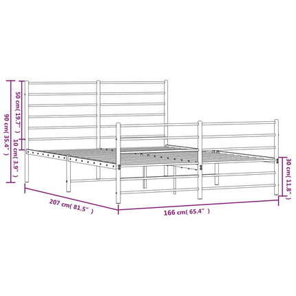 sengeramme med sengegavl og fodgærde 160x200 cm metal hvid