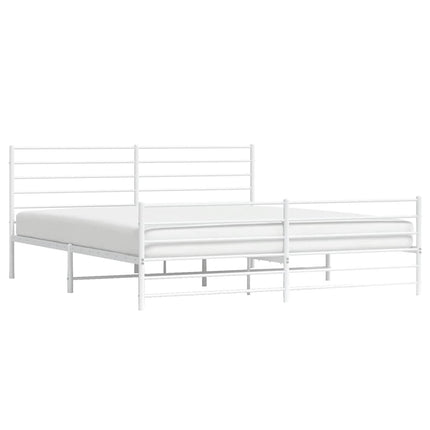 sengeramme med sengegavl og fodgærde 193x203 cm metal hvid
