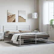 sengeramme med sengegavl og fodgærde 193x203 cm metal hvid