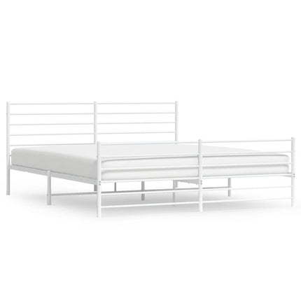 sengeramme med sengegavl og fodgærde 200x200 cm metal hvid