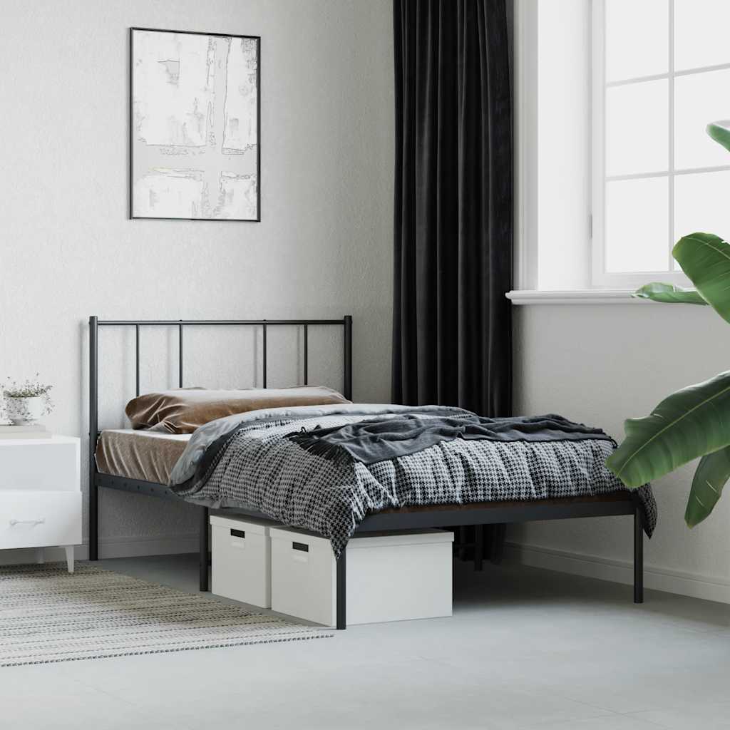 sengeramme med sengegavl 75x190 cm metal sort
