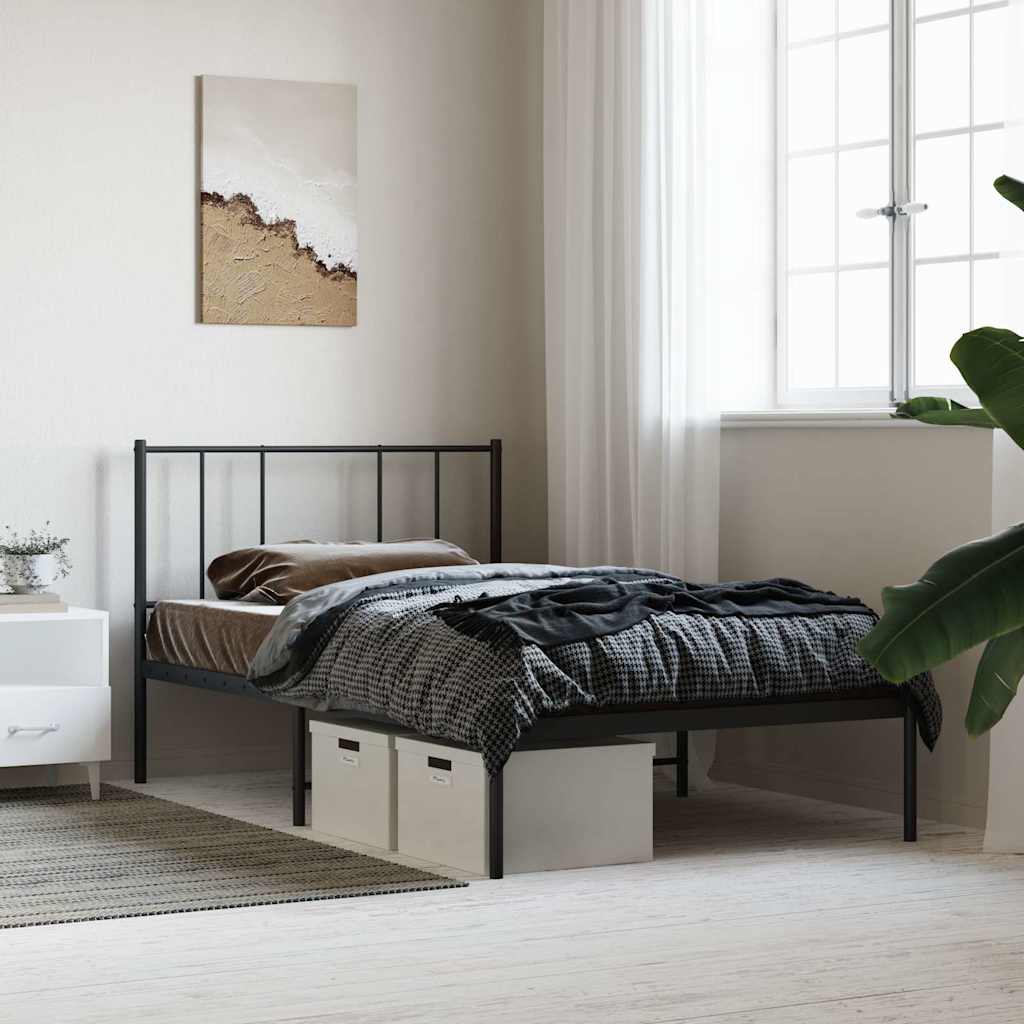 sengeramme med sengegavl 75x190 cm metal sort