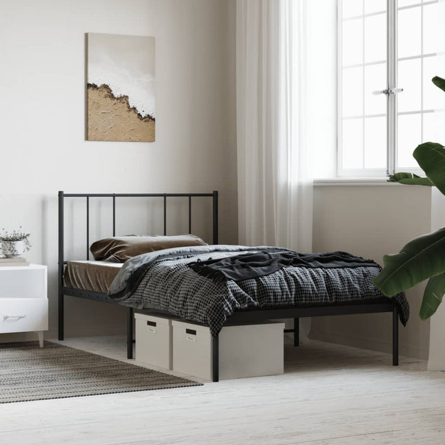 sengeramme med sengegavl 100x200 cm metal sort