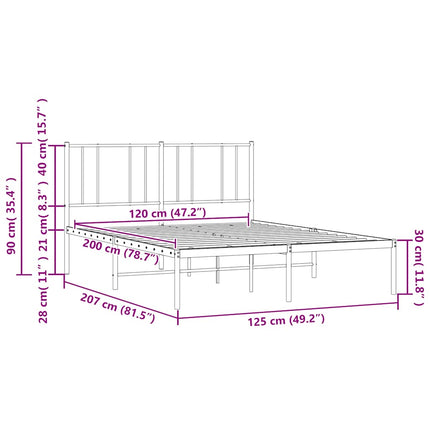 sengeramme med sengegavl 120x200 cm metal sort