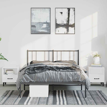 sengeramme med sengegavl 135x190 cm metal sort