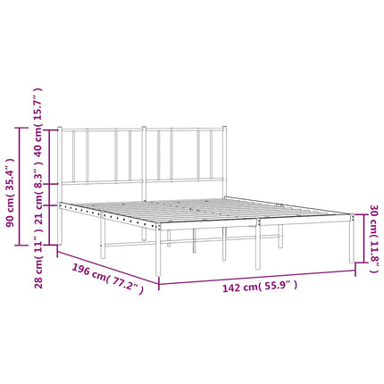 sengeramme med sengegavl 135x190 cm metal sort