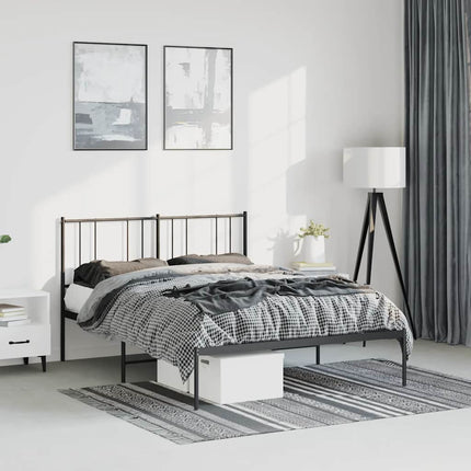 sengeramme med sengegavl 135x190 cm metal sort