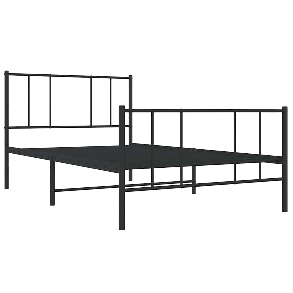 sengeramme med sengegavl og fodgærde 75x190 cm metal sort