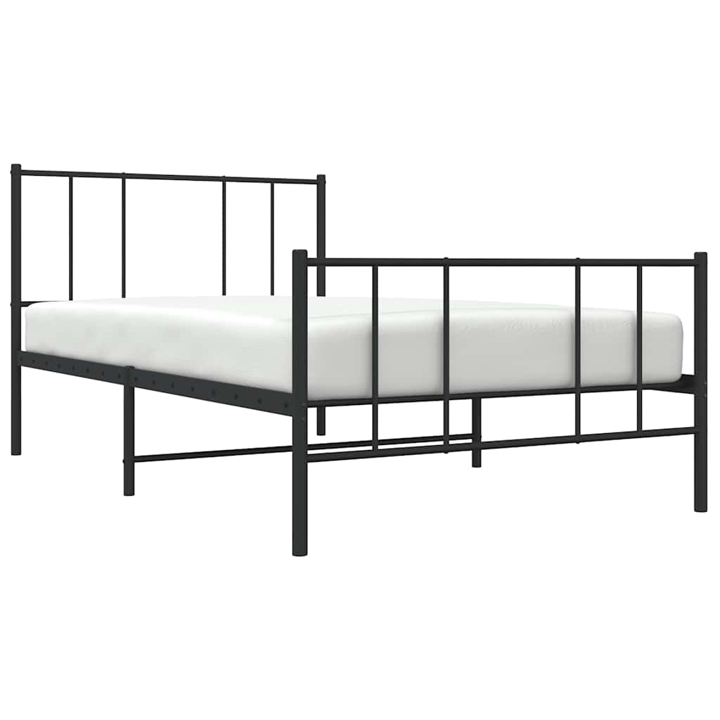 sengeramme med sengegavl og fodgærde 75x190 cm metal sort