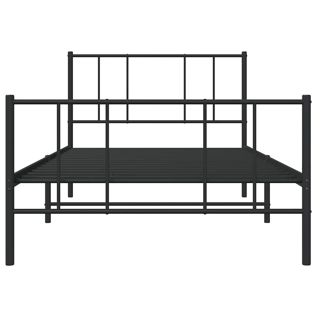 sengeramme med sengegavl og fodgærde 75x190 cm metal sort