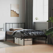 sengeramme med sengegavl og fodgærde 75x190 cm metal sort