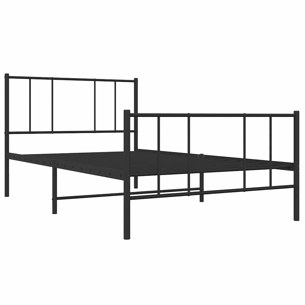 sengeramme med sengegavl og fodgærde 90x190 cm metal sort