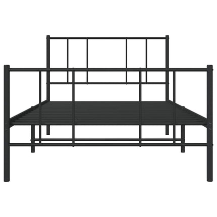 sengeramme med sengegavl og fodgærde 90x190 cm metal sort