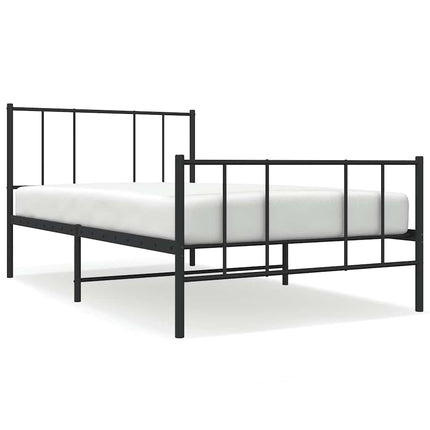 sengeramme med sengegavl og fodgærde 100x190 cm metal sort