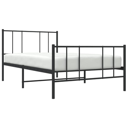 sengeramme med sengegavl og fodgærde 100x200 cm metal sort