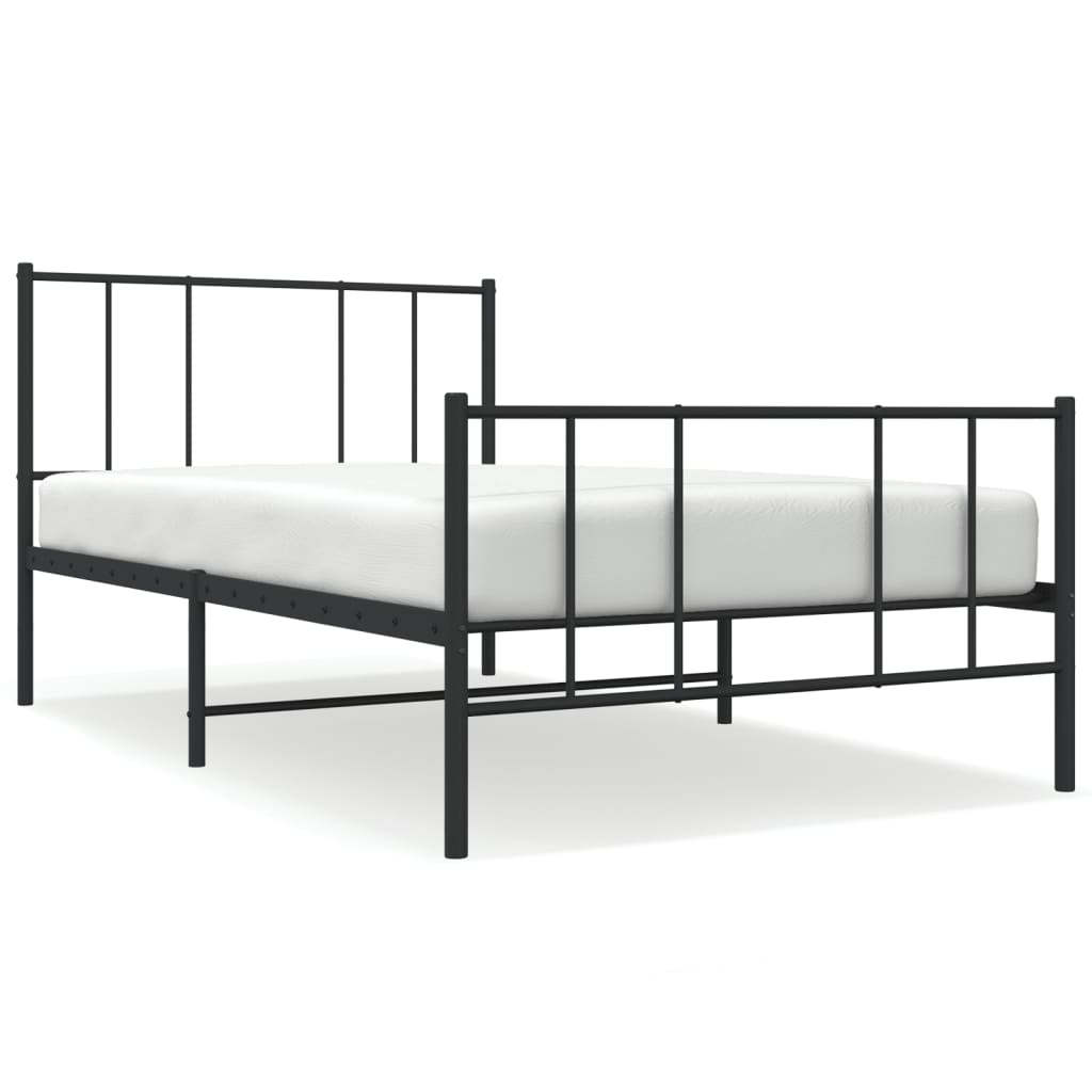 sengeramme med sengegavl og fodgærde 107x203 cm metal sort