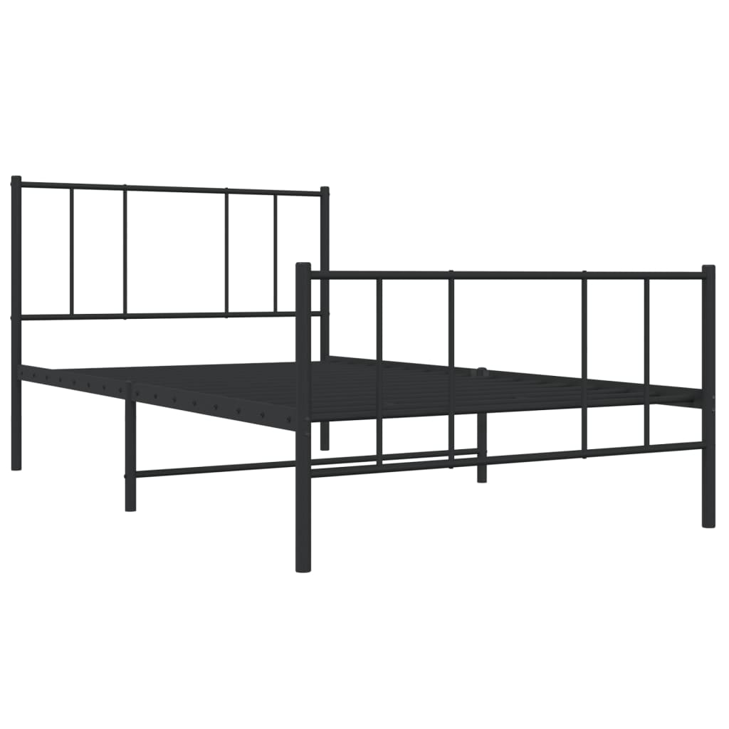 sengeramme med sengegavl og fodgærde 107x203 cm metal sort