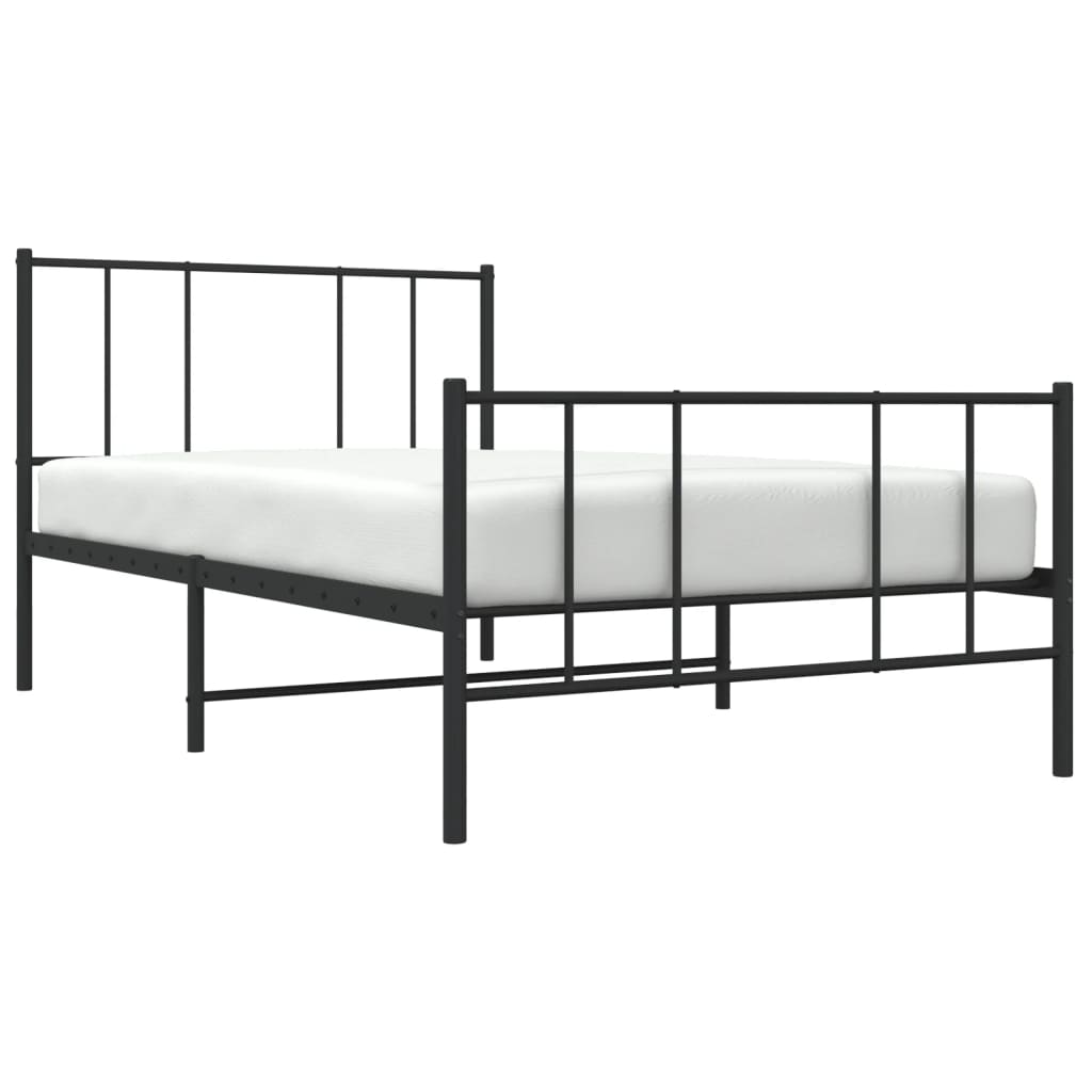 sengeramme med sengegavl og fodgærde 107x203 cm metal sort