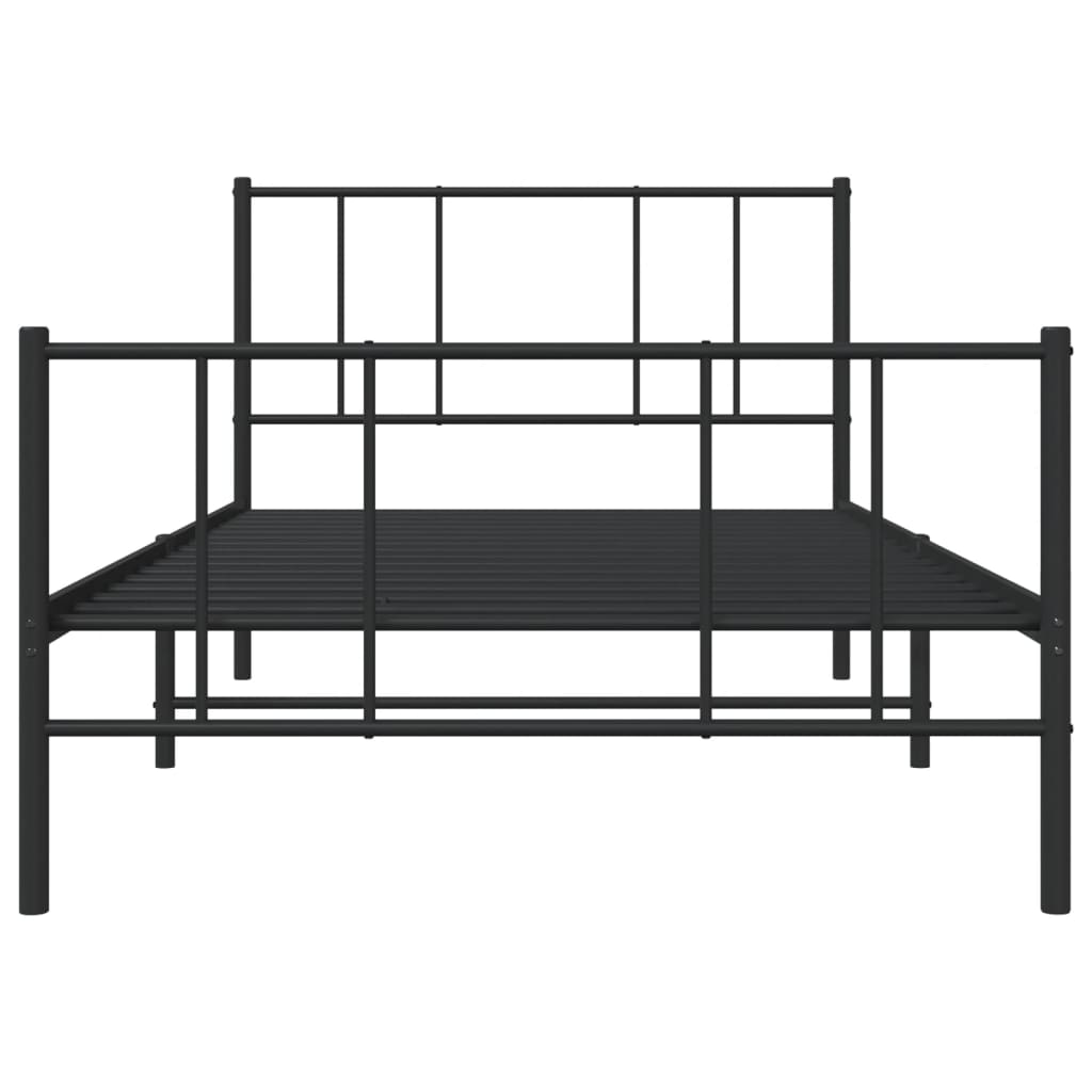 sengeramme med sengegavl og fodgærde 107x203 cm metal sort
